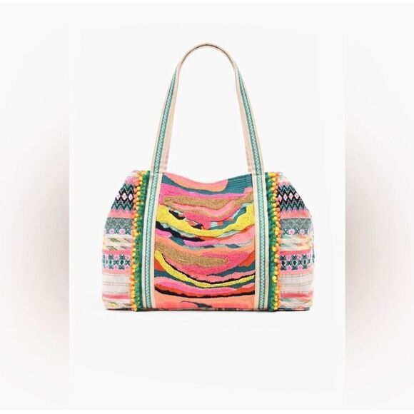 America and Beyond DAPHNE EMBELLISHED MULTI-COLORED HAND BEADED TOTE - Picture 4 of 8